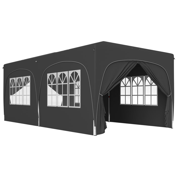Tonnelle barnum pop up automatique 3x6 m - hauteur réglable - sac de transport, 6 sacs à lester inclus - anthracite