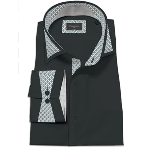 Camicia Uomo Italiano Slim Satin Unito Nero