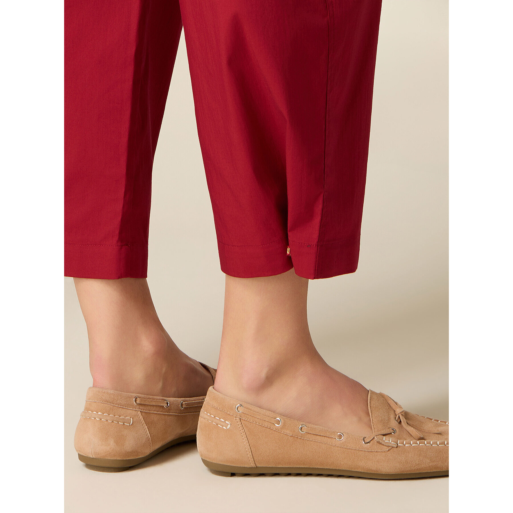 Oltre - Pantaloni cropped in popeline - Bordeaux