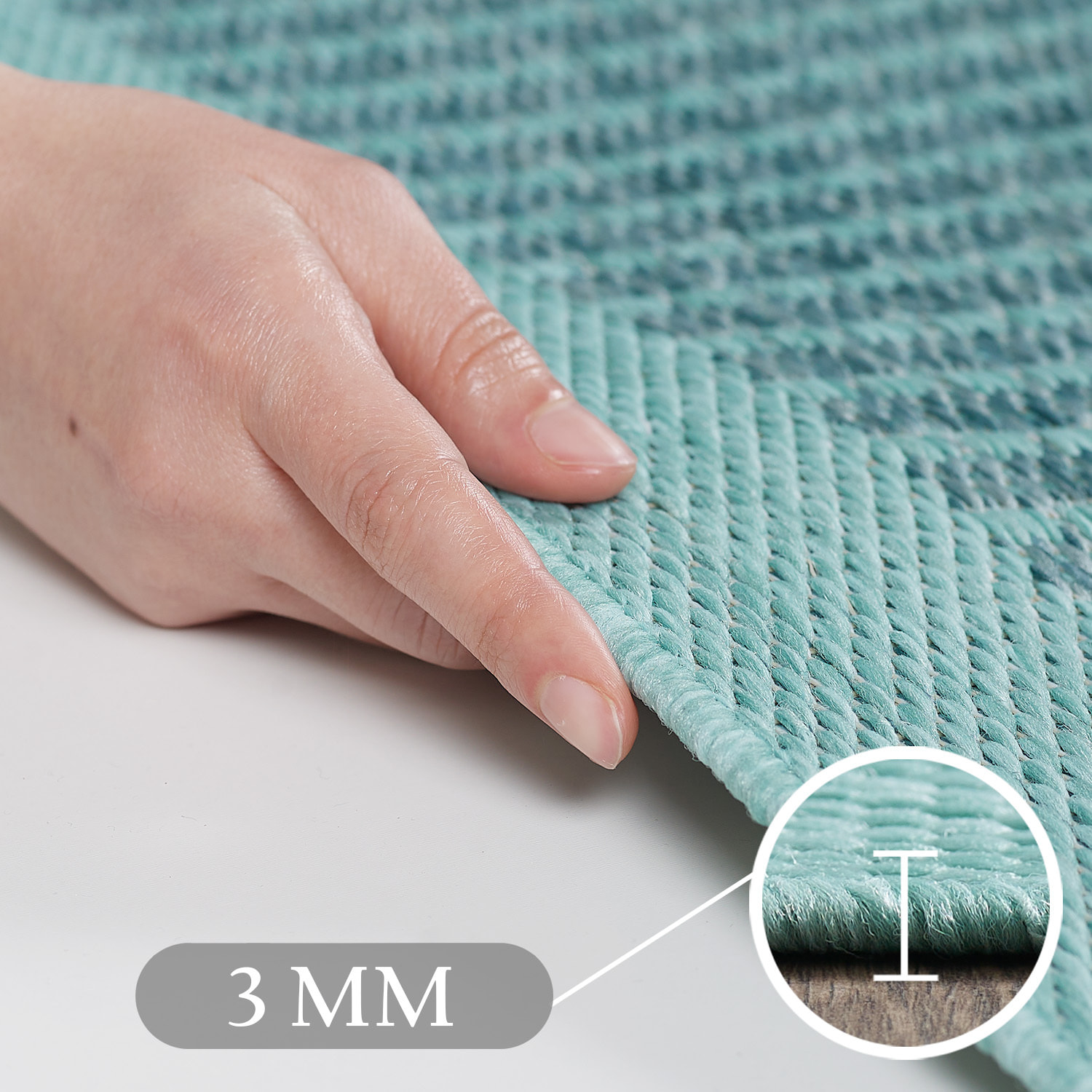 IBIZA - Tapis rond extérieur moderne Bleu