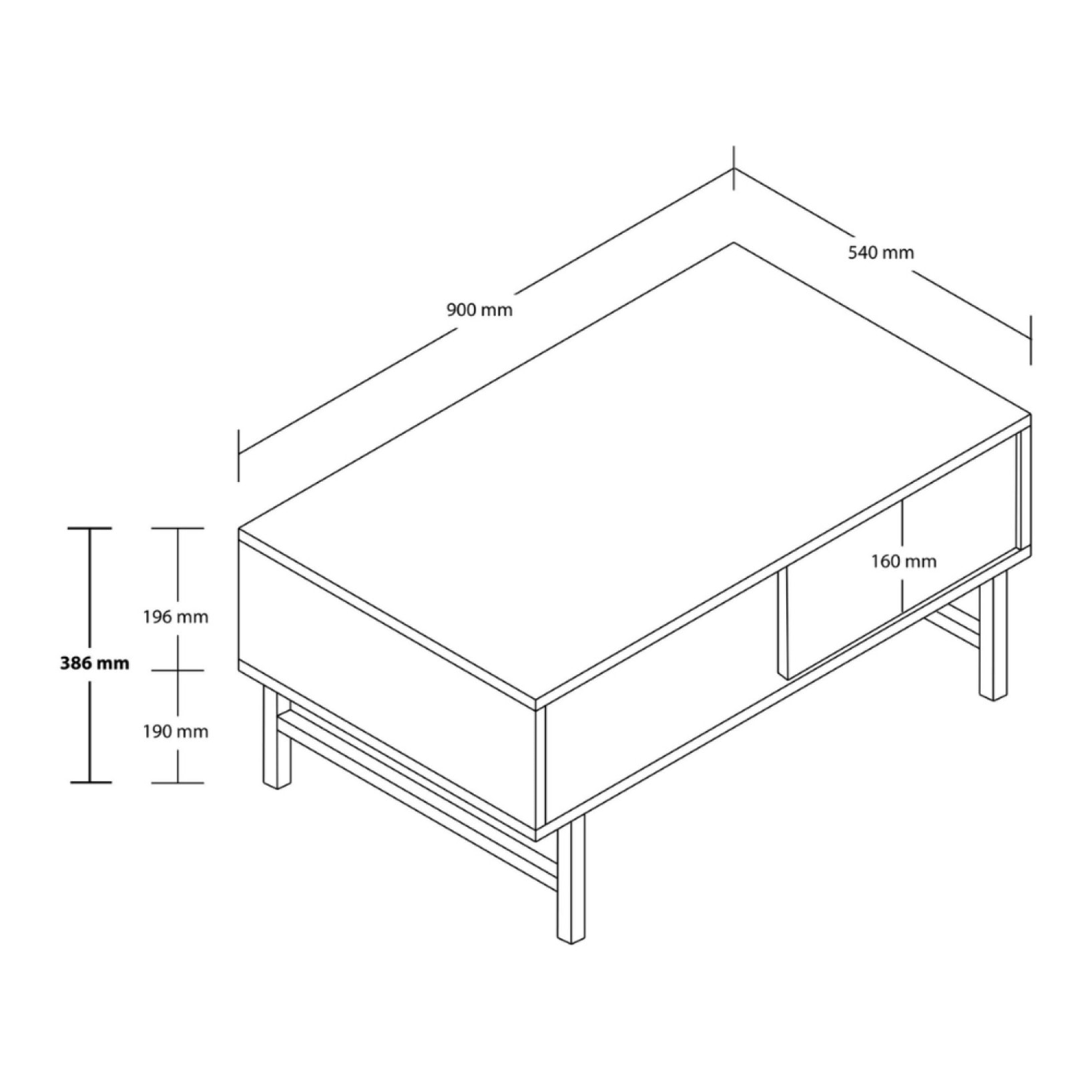 Table basse design bois et travertin avec compartiment CORA