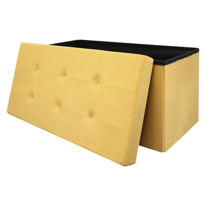 Coffre Banc Pliable Suedine Jaune