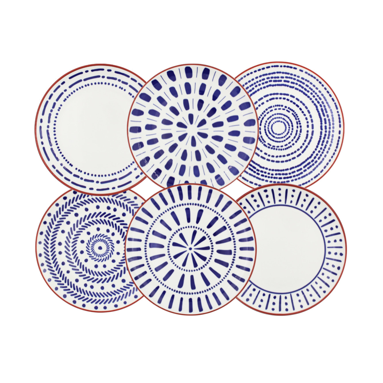 Lot de 6 grandes assiettes, SANTORIN