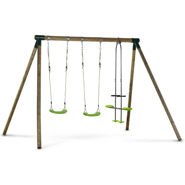 Portique bois "Lana" - Avec 2 balançoires et 1 vis-à-vis.
