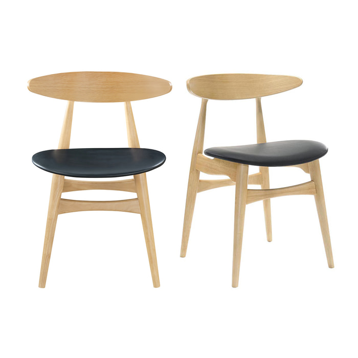 Chaises scandinaves en bois clair et noir (lot de 2) WALFORD