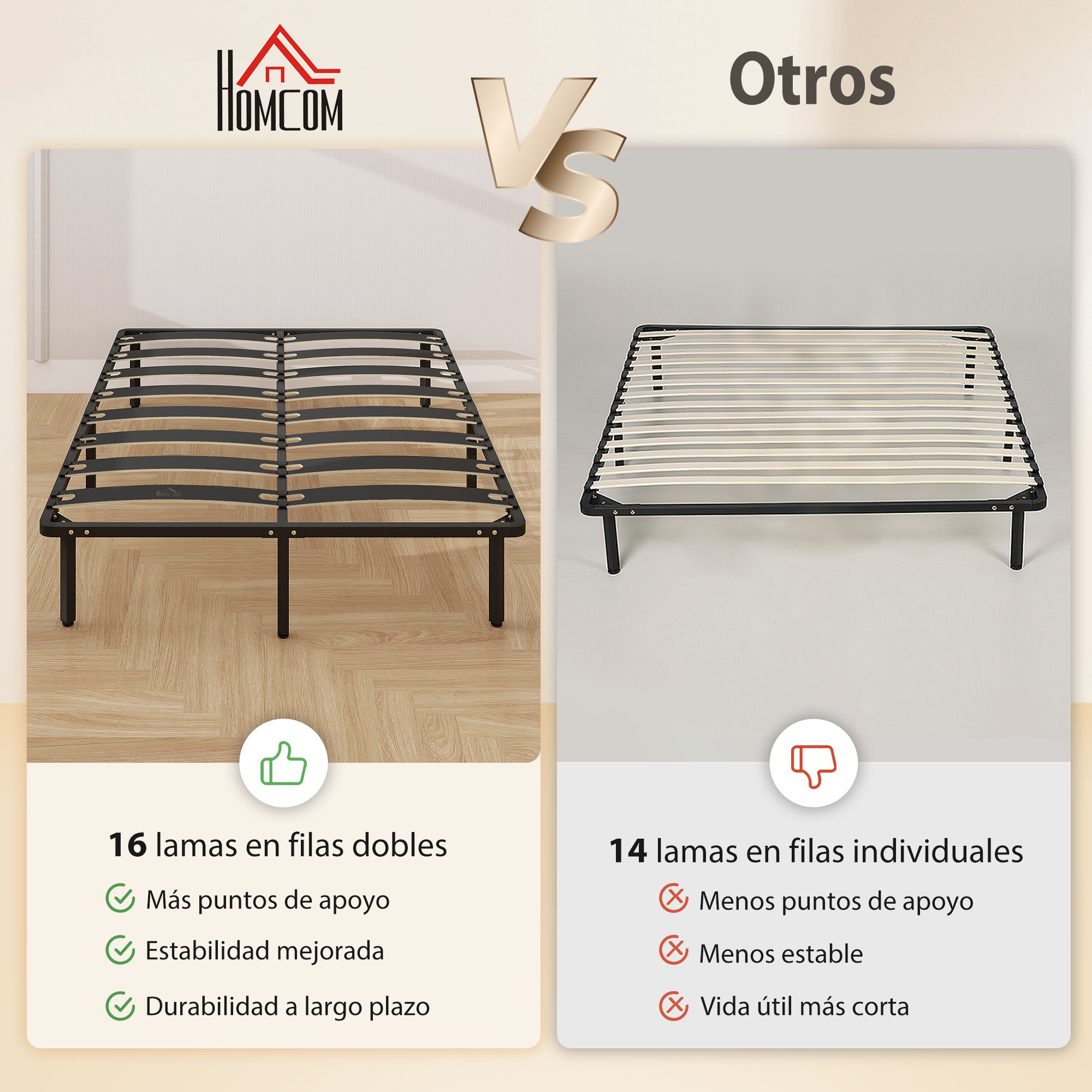 Somier 140x190 cm, Altura 26 cm, Estructura de Cama de Plataforma de Acero con Espacio de Almacenamiento Debajo y Láminas de Álamo, Fácil de Montar, Carga 350 kg, Negro