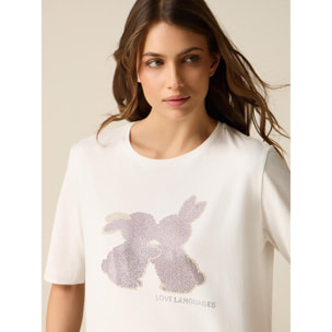 Oltre - T-shirt in jersey con applicazioni - Bianco