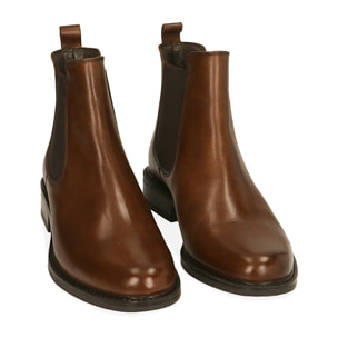 Chelsea boots cognac en piel, tacón 3,5 cm