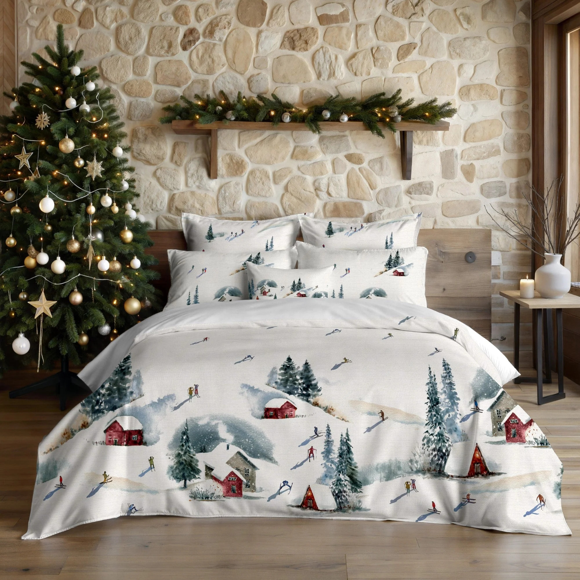 Housse de couette avec pressions Skieurs