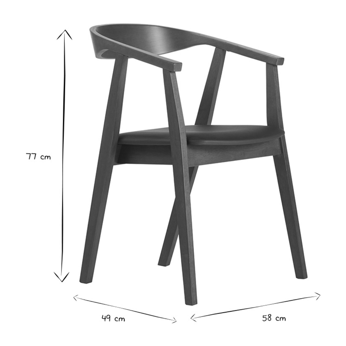 Chaises scandinaves design noir et bois foncé (lot de 2) BAHIA