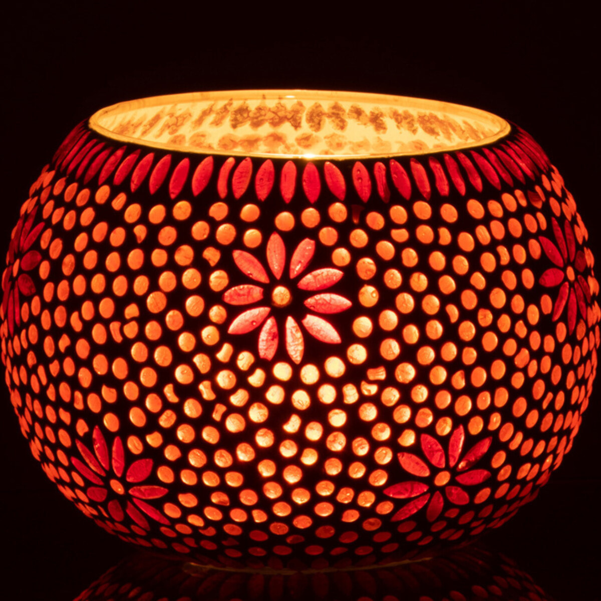 J-Line photophore Bram - verre - rouge - large - 2 pcs