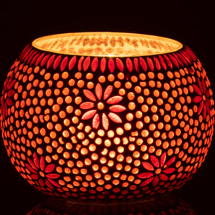 J-Line photophore Bram - verre - rouge - large - 2 pcs