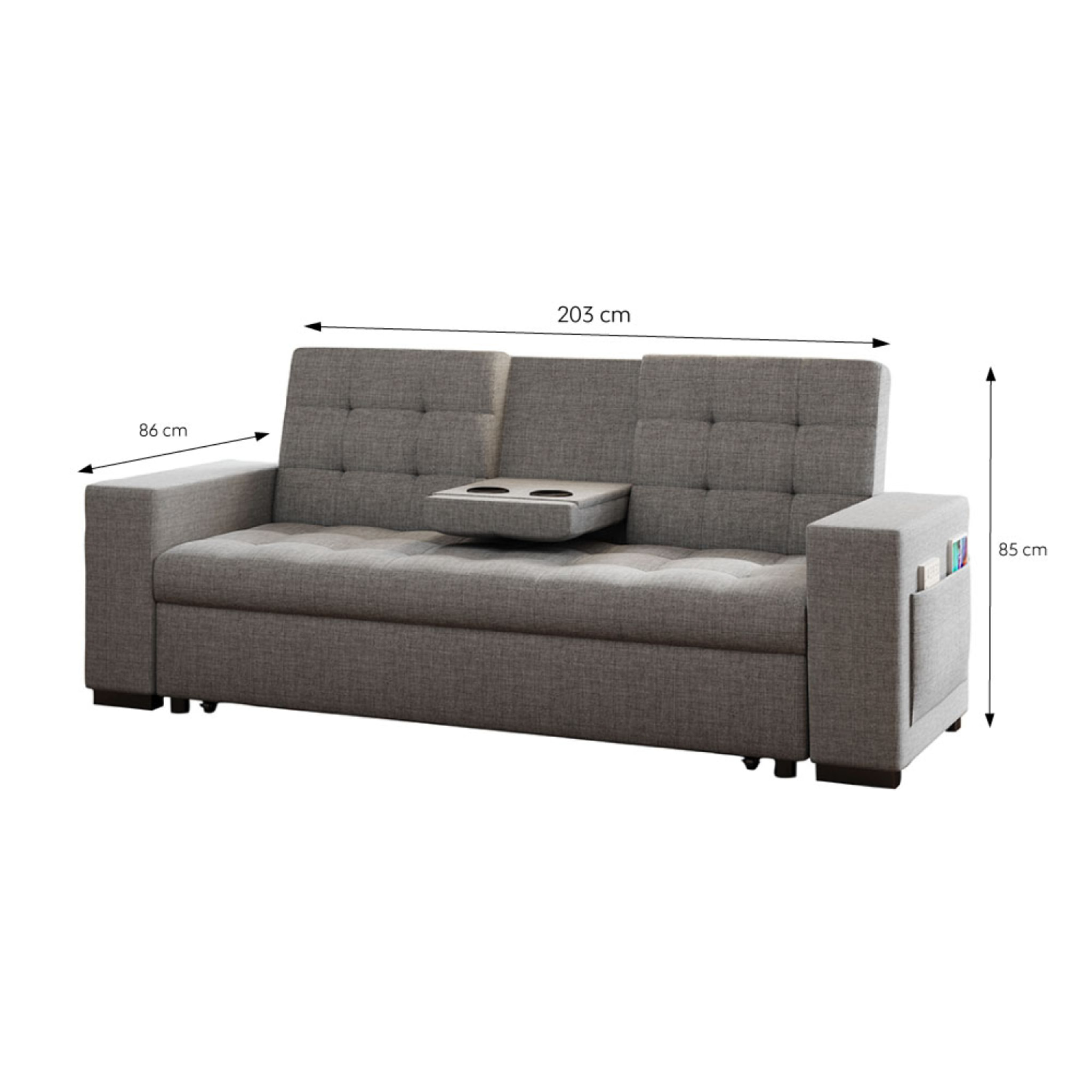 Canapé convertible gris foncé avec rangements TILIA