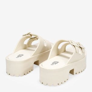Sandalias de plataforma beige en goma
