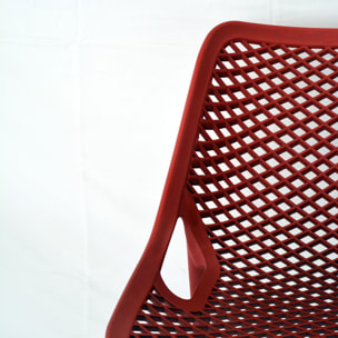 Set da 4, Sedia da esterno, Braga Plus, realizzata interamente in polipropilene, rossa acero