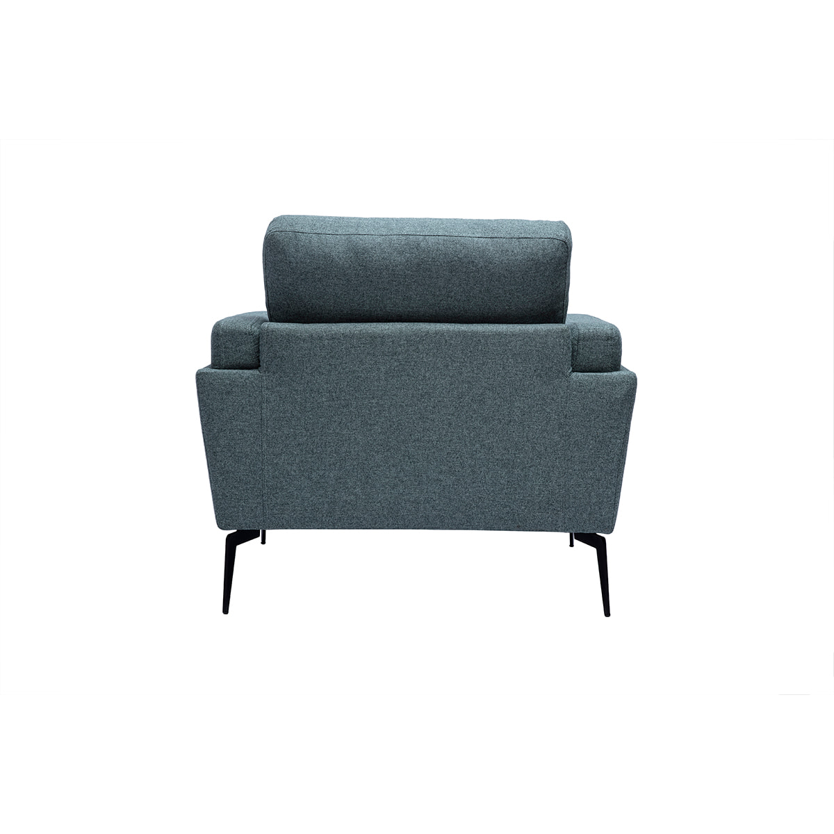 Fauteuil design en tissu vert de gris et métal noir MOSCO