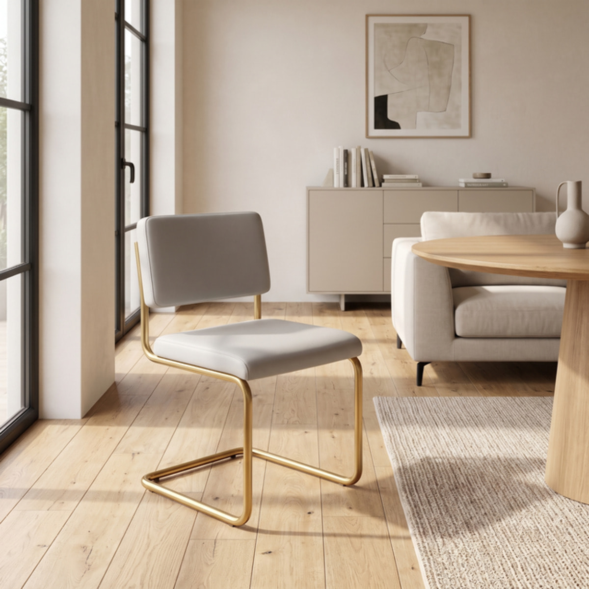 Sedia Imbottita in Similpelle con Gambe Oro, Design Moderno ed Elegante per Sala da Pranzo, Cucina, Soggiorno, Studio e Ufficio