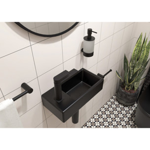 Brevis Lave-mains suspendu avec trou pour robinetterie à gauche, 40,5x20,5x10,5cm, noir (SATBRE4020SLBKM)