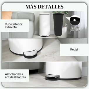 Cubo de Basura para Cocina 30L Papelera de Cocina con Pedal Tapa de Cierre Suave y Cubo Extraíble para Dormitorio Oficina Estudio Salón Crema