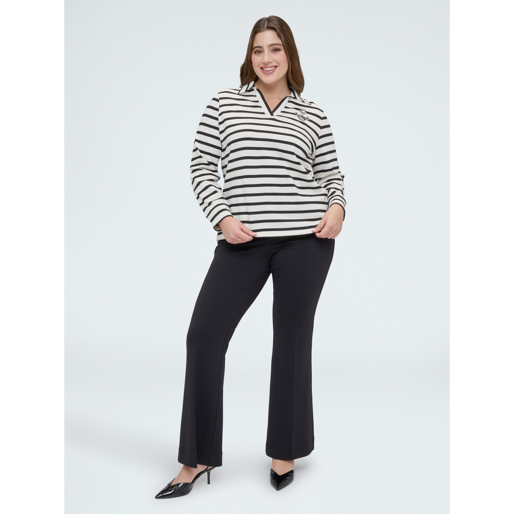 Fiorella Rubino - T-shirt in jersey stile marinière - Bianco