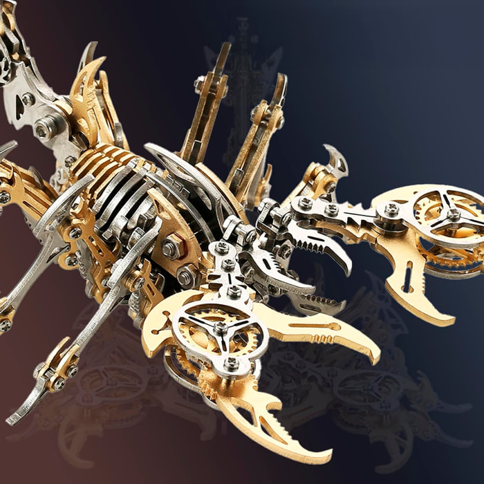 Ensamblaje 3D de acero inoxidable. Modelo Escorpión dorado.