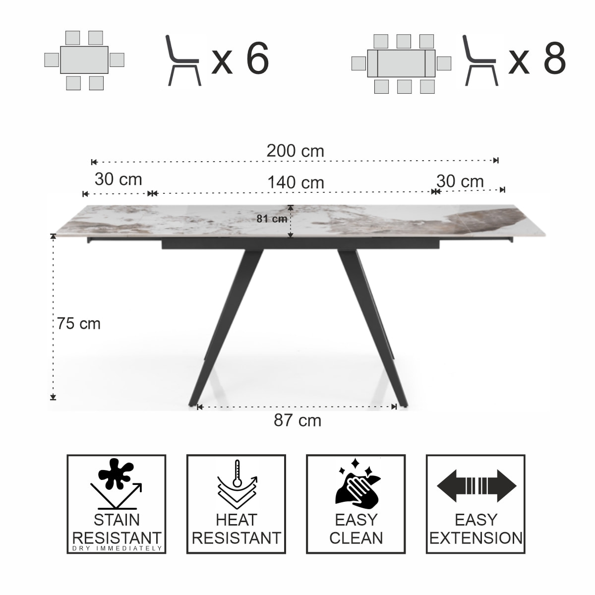 Tomasucci Table extensible EKA ONICE MARBRE