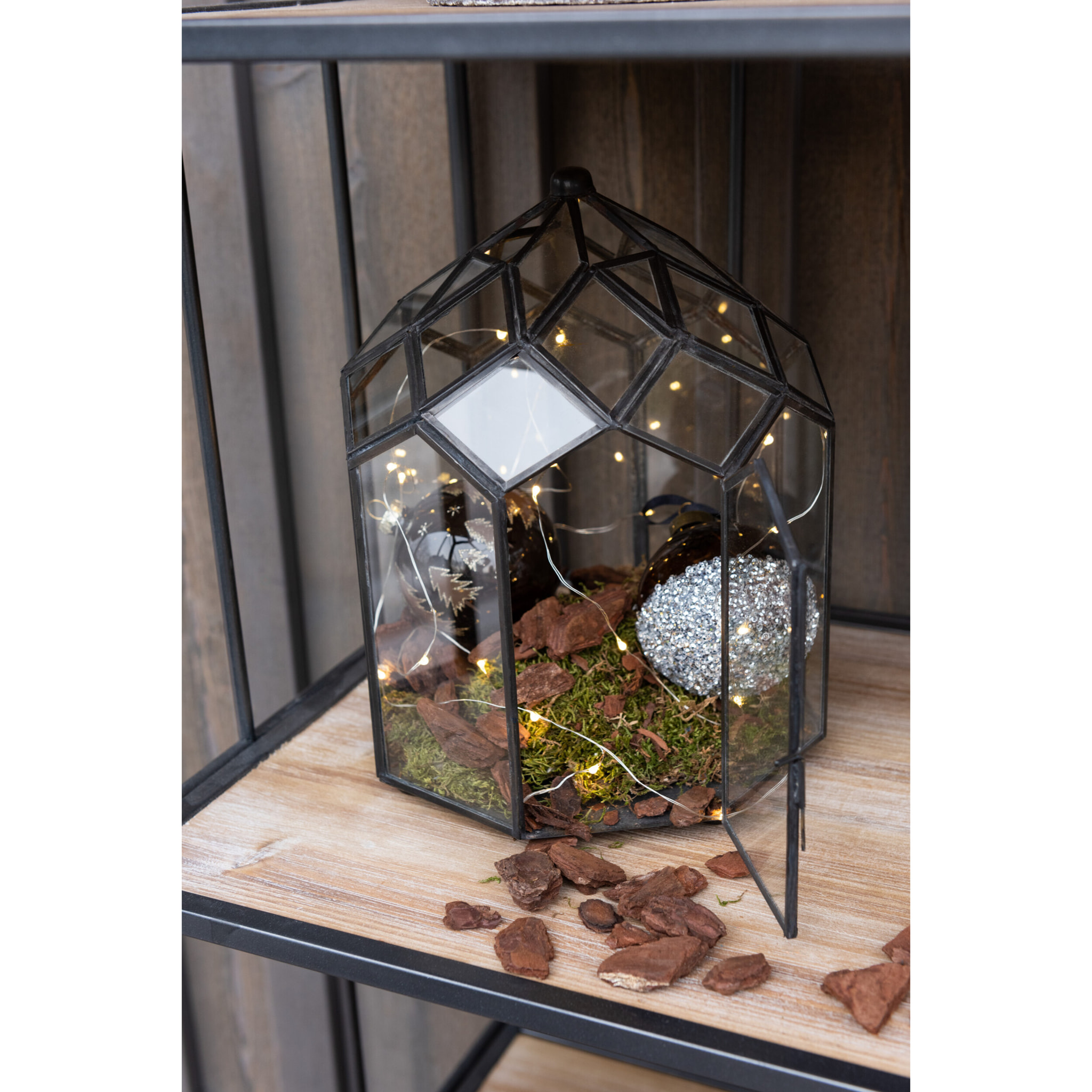 J-Line terrarium - verre/métal - noir - medium - Ø 25 cm