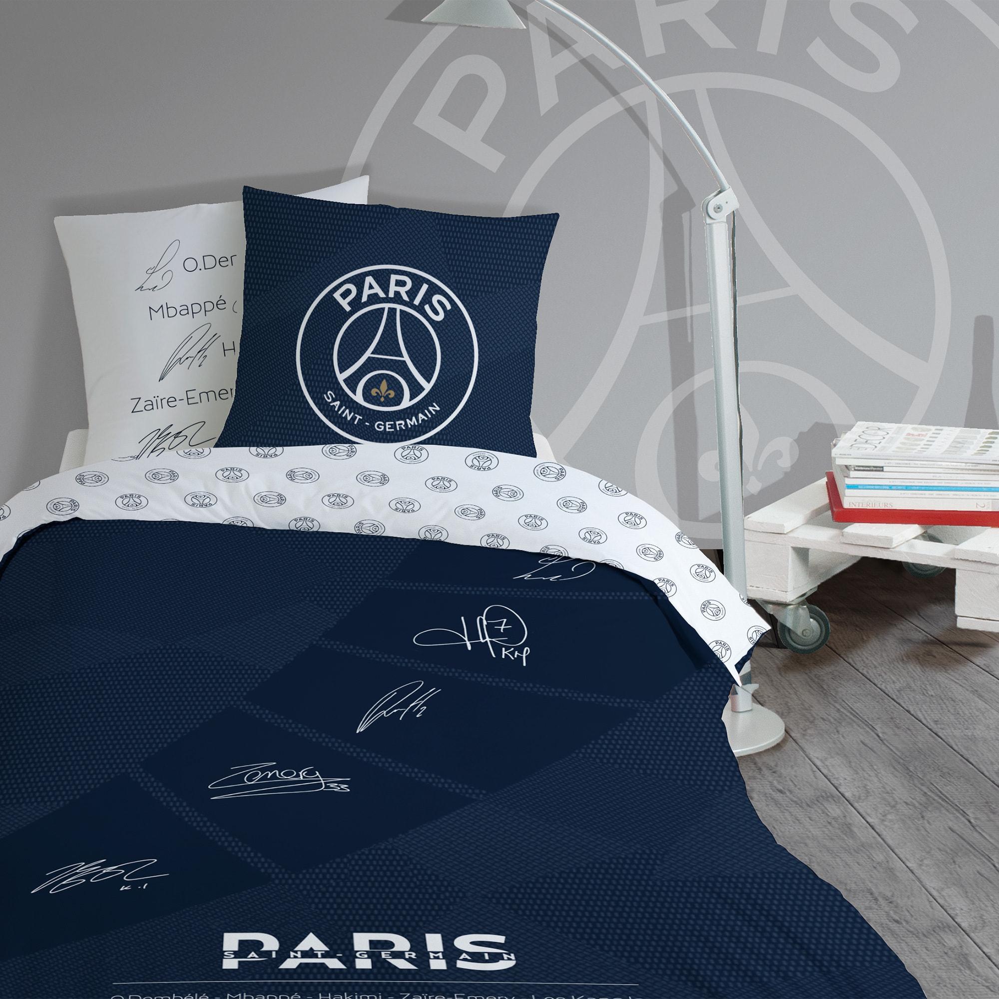 Parure de lit imprimée 100% coton, PSG STARS