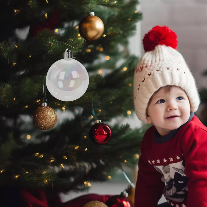 juego de 16 bolas de navidad color iridiscente - brillantes