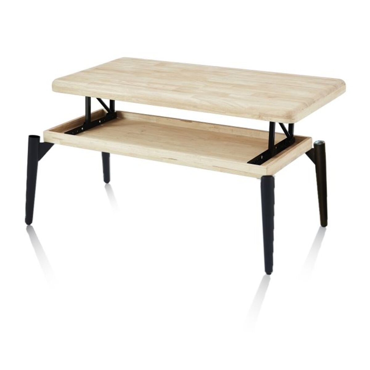 Mesa de centro elevable Padma Negro - Roble