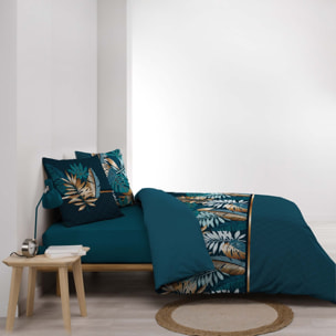 Parure de lit  Alianor Feuilles exotiques - Bleu