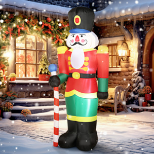 Casse-noisette Noël gonflable H.245 cm LED intégrées sceptre kit installation complet