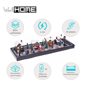 Juego de 14 piezas de pueblo navideño decorativo con luces led