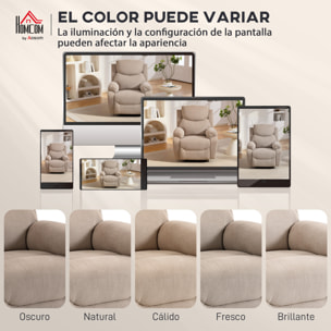 Sillón Relax Reclinable Manual, Sillón Relax Moderno, Tapizado en Tela Aspecto Lino, Reposapiés, Reposabrazos, Acolchado Grueso, Butaca Reclinable hasta 150°, Carga 120 kg, para Salón, Beige