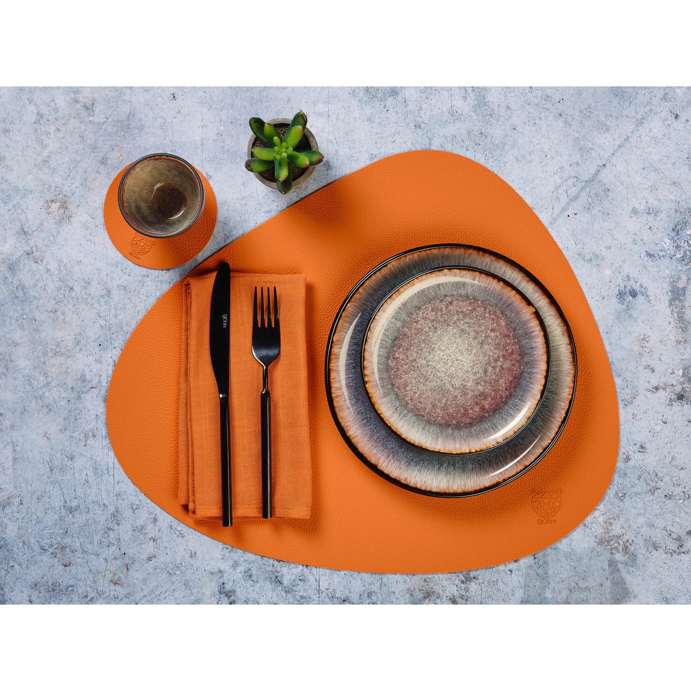 Serviette de table - 6 pièces - Lin et coton orange