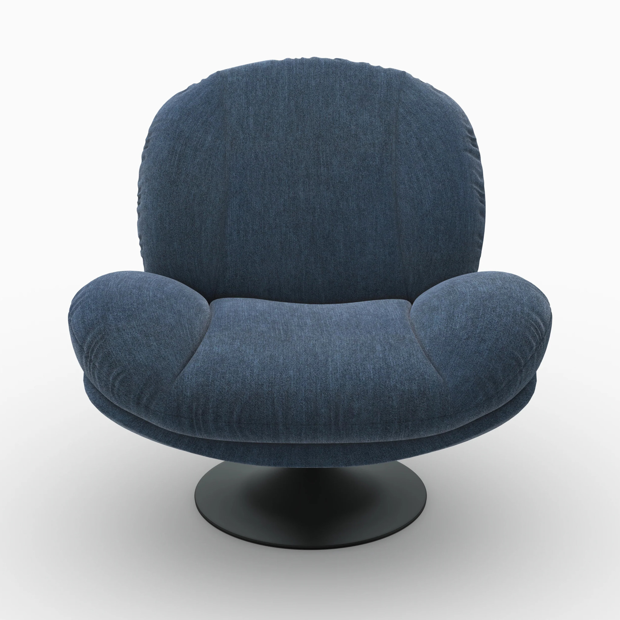 Fauteuil pivotant en tissu effet velours bleu nuit - Ricci
