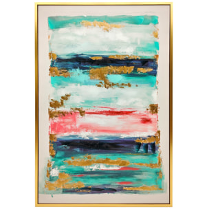 Cuadro en Lienzo Abstracto a Mano, 120x80 cm, Cuadro para Decoración de Salón Moderno con Marco de Madera Maciza, Decoración de Pared para Dormitorio, Salón, Cocina, Multicolor