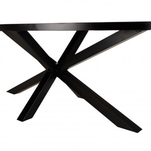 BASILE - Table à manger 220x110cm effet pierre motifs dorés