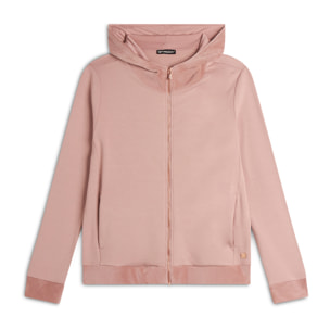 Felpa donna in viscosa con zip e cappuccio in velluto
