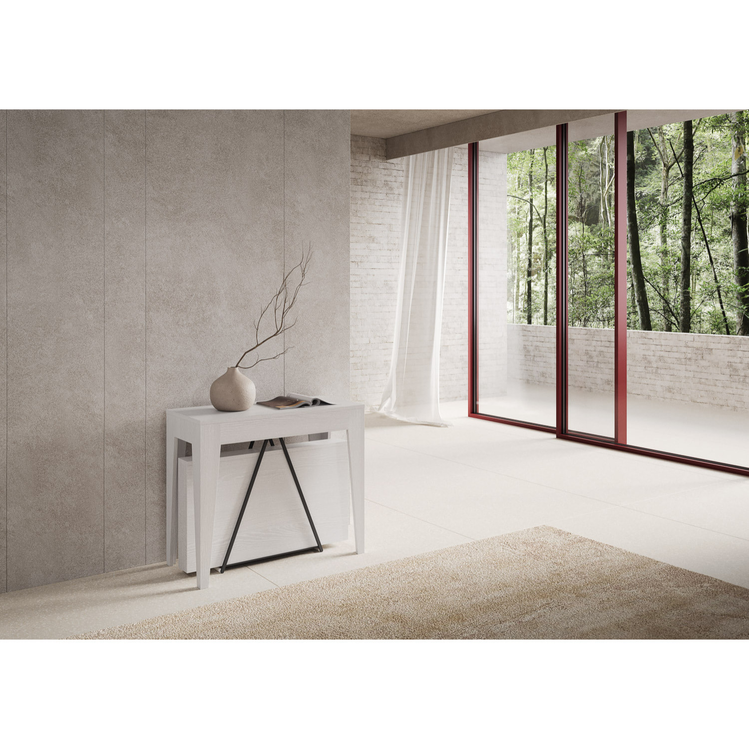 Consola extensible 90x42/198 cm Zima Small fresno blanco