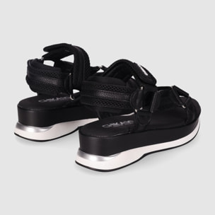 Sandalias de Tejido - Negro - Tacón: 5 cm