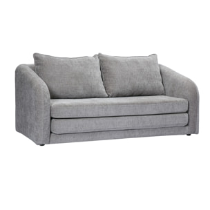 Canapé convertible 2 places en tissu effet velours texturé gris MAHAUT
