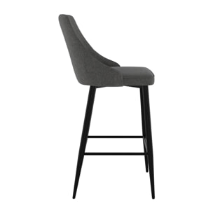 Lot de 2 chaises pour îlot central 66,5 cm en tissu gris foncé - Pipo