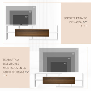 Muebles de Salón Conjunto Muebles de TV con Mesa para Televisor 153,6x25x42 cm y Estante de Pared 150x14,5x16,3 cm Blanco y Marrón