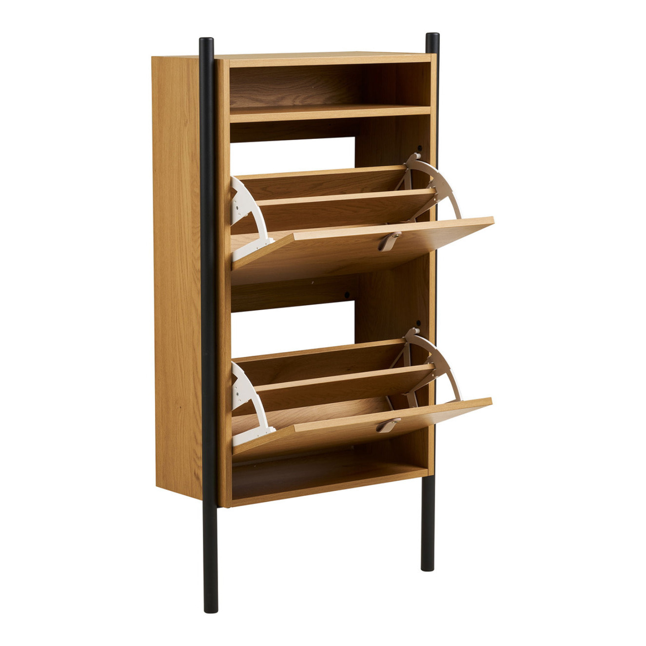 Scarpiera Barco in effetto rovere con struttura in acciaio 62x26x118 cm