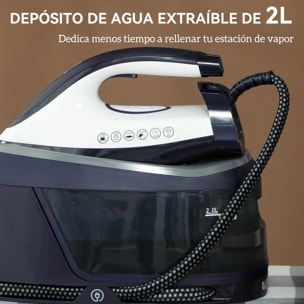 Centro de Planchado 2800W 100 g/min 8 Bares Función ECO Suela de Cerámica Doble Capa Planchado Vertical Potente Apagado Automático Sistema Antical Autolimpieza Depósito Extraíble 2 L Azul