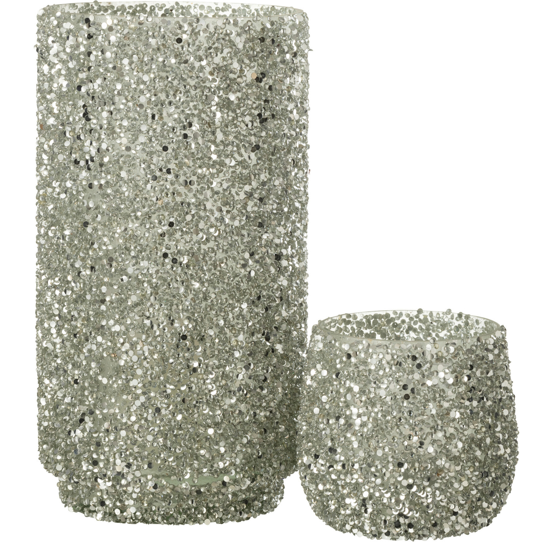 J-Line photophore Paillettes - verre - argent - large