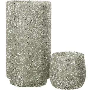 J-Line photophore Paillettes - verre - argent - large