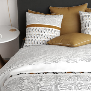 Parure housse de couette imprimé 100% coton - louxor - gris