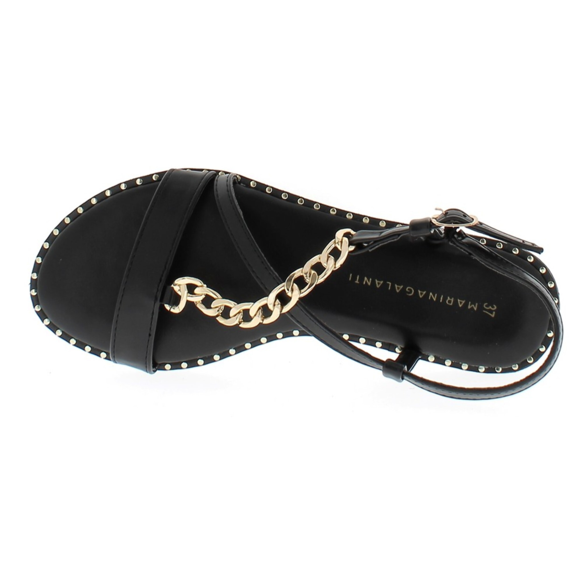 Marina Galanti Scarpe Donna Sandals Ballet Flat with Gold Chain Decoration MG 1P170 Black